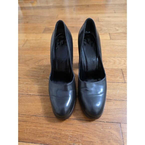 Gucci Leather Block Heels Black Shoes Size 5.5 S000021 - Picture 7 of 12